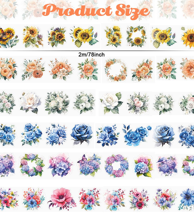 6 Rolls Floral DIY Scrapbooking Decorative Tapes