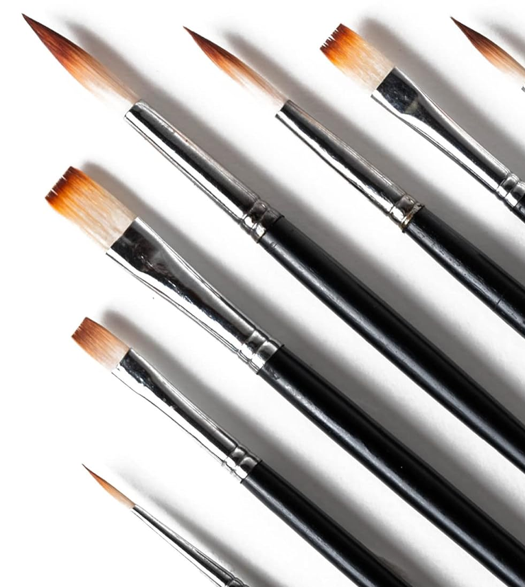 Flat + Round Paint Brushes Set