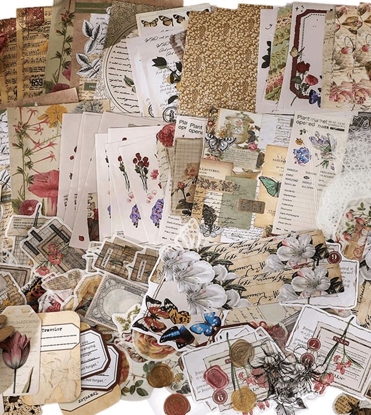 260Pcs Sheets Vintage Journaling Supplies