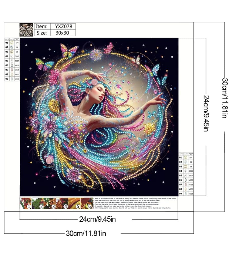 5D Diamond Painting Kit,Dance with Butterfly