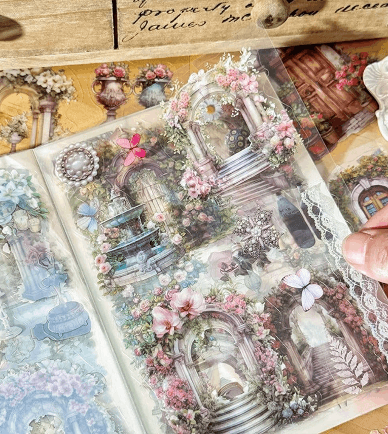 Vintage Flower House PET Sticker Book