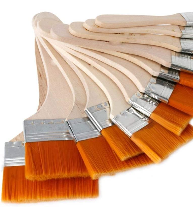 Artistic Premium Painting Flat Brushes Set of 12 Soft Nylon Hair Acrylic Paint Brush