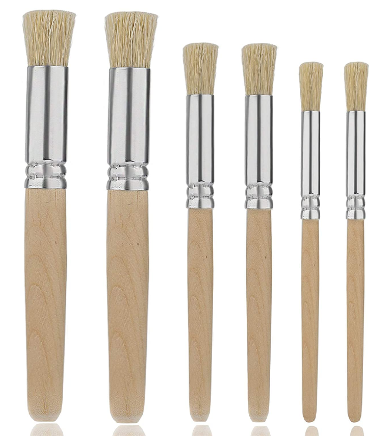 Stencil Brush Set of 6 pc for Acrylic and Oil Painting(Wood)