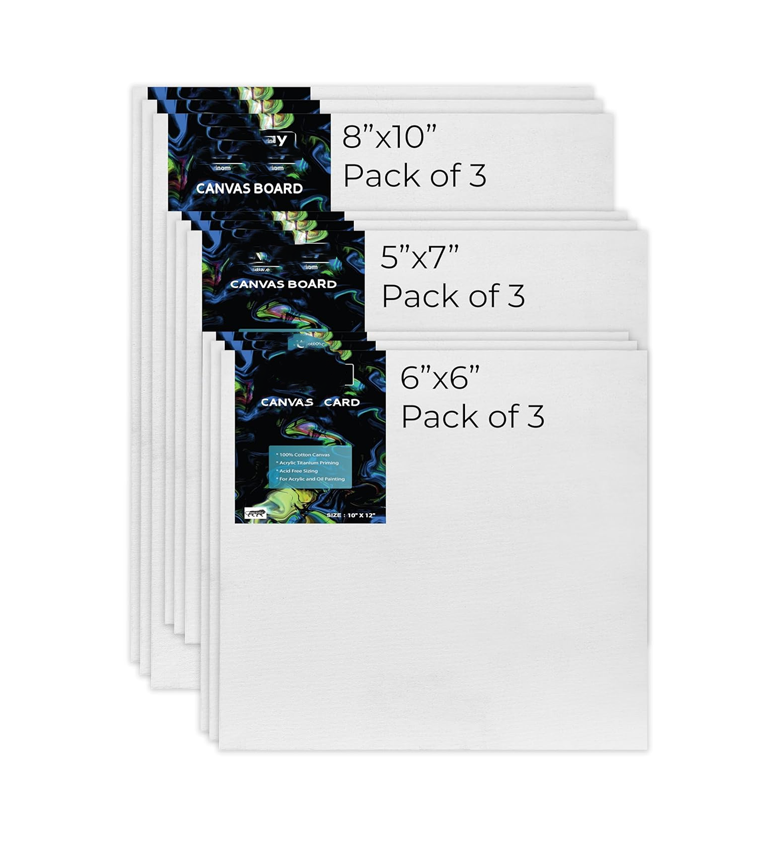 Canvas Board for Painting- (8X10 | 5x7 | 6X6) 3 pcs each