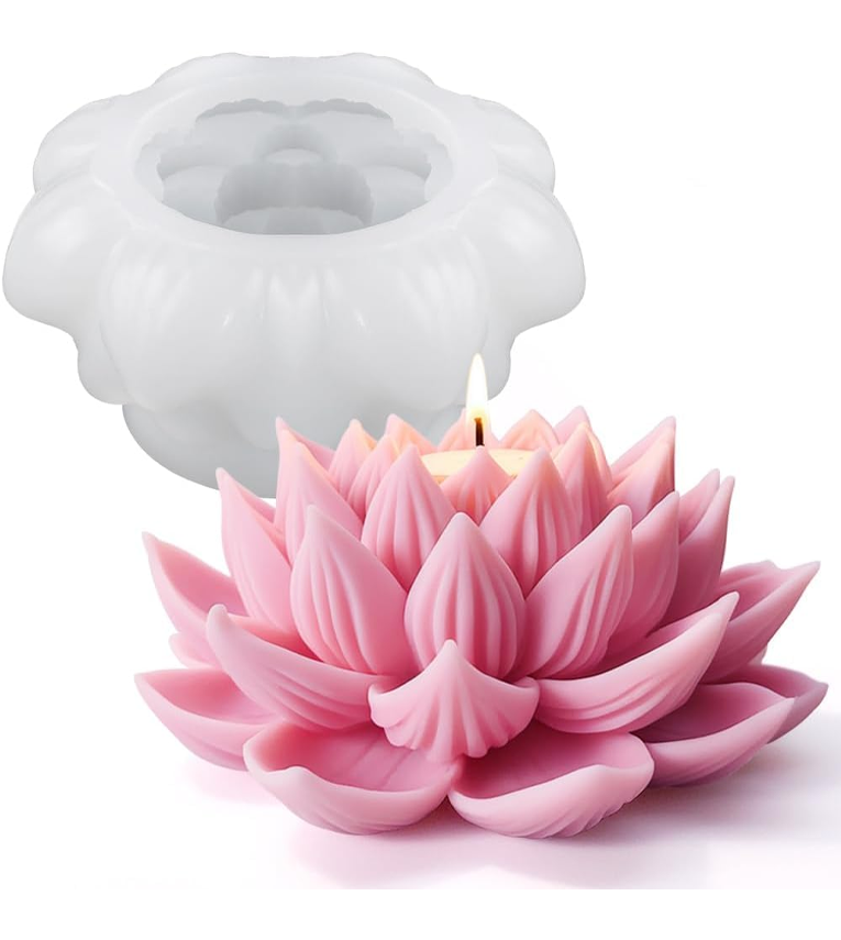 3D Lotus Candle Mold Scented Candles Flower Silicone Mold