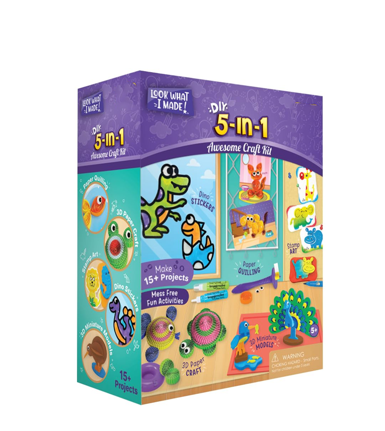 5-in-1 Awesome Craft Kit- Kids - Arts and Crafts for Kids Ages 6-8