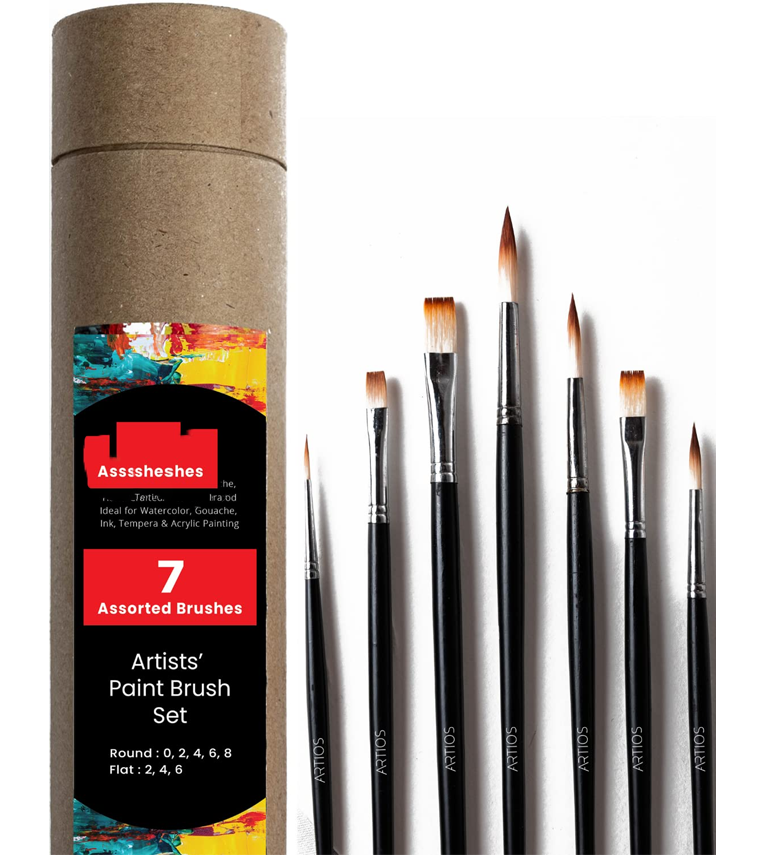 Flat + Round Paint Brushes Set