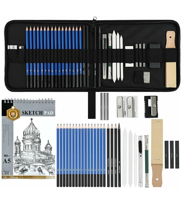 35 Pieces Professional Drawing Pencils and Sketch Kit for Artist