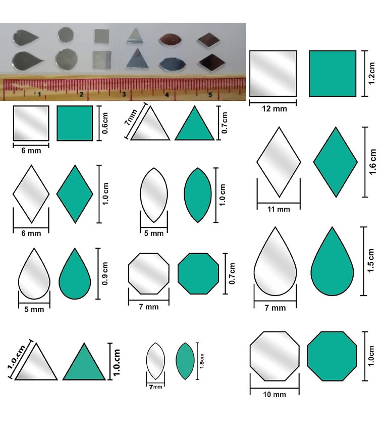 12 Shape Mirror Kit for Craft Mirror Work