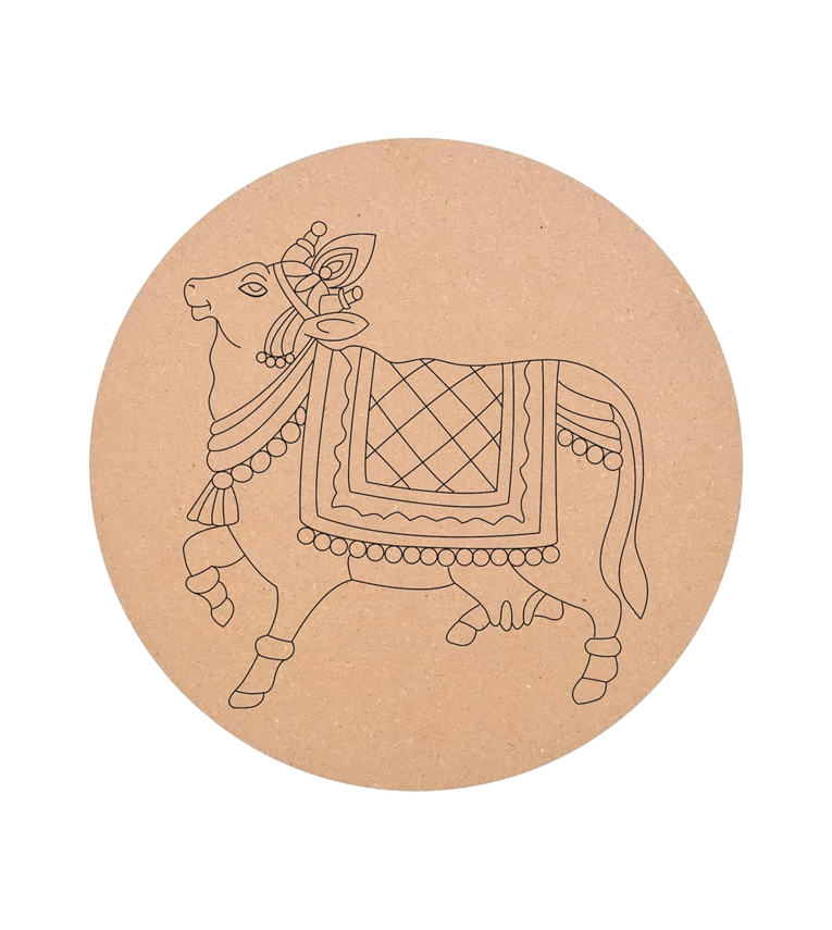 Premarked MDF Board for Lippan Art Left Side Face Cow Design Base - 11 x 11