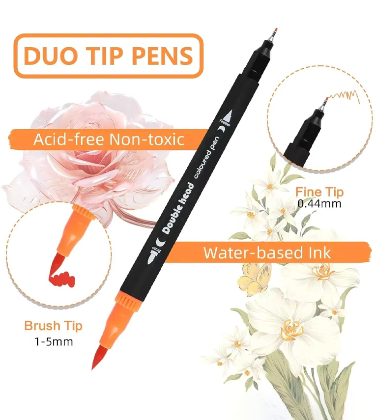 48 Shades Dual Tip Brush Marker Pens Set for Coloring