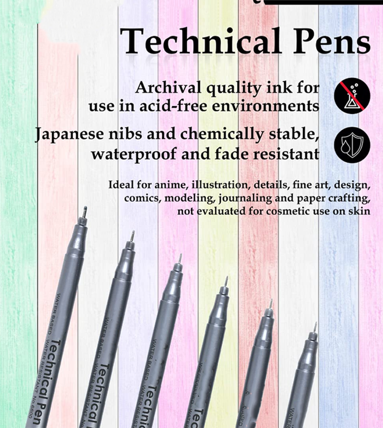 Technical Fineliner Pen I Black I Set of 6