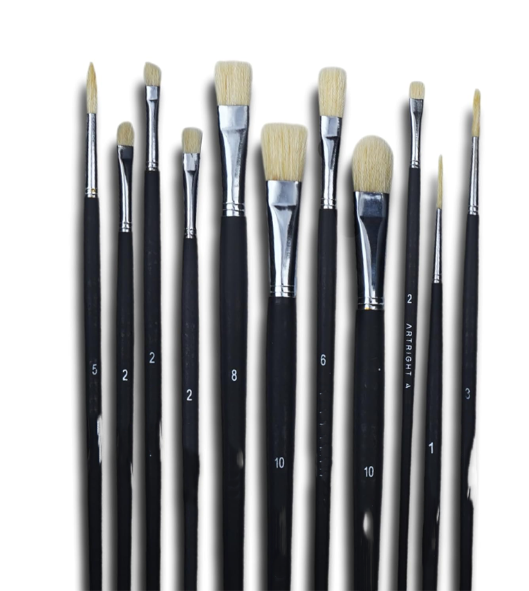 Hair Mix Paintbrush Set 11pcs, Professional Long Handle Brushes for Oil