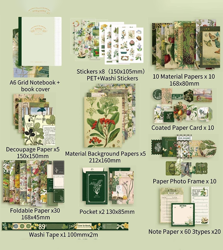 Vintage Aesthetic Scrapbook Kit with Stickers